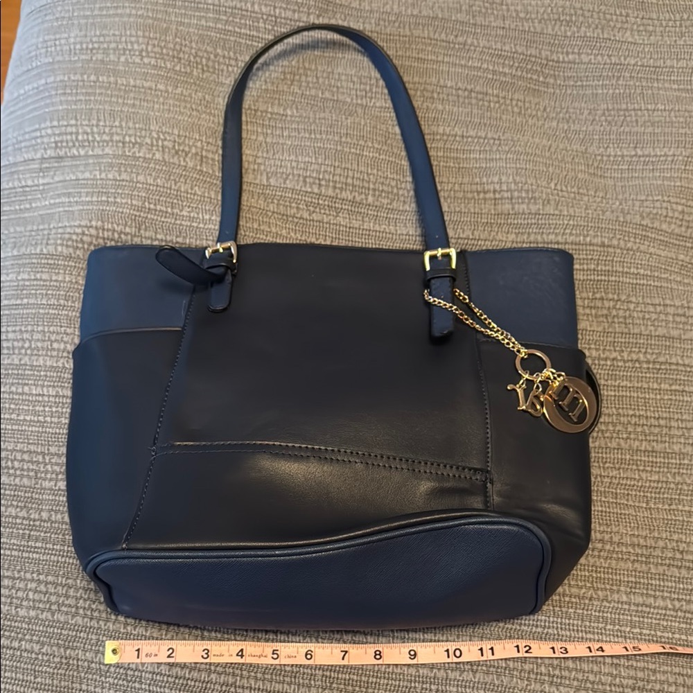 Blue and Gold Tote Bag with Structured Design